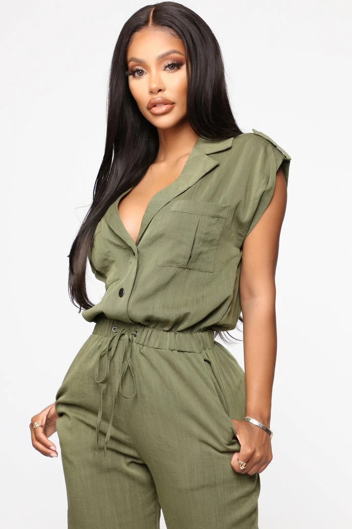 Fashion Nova Jumpsuits Mariel Utility Jumpsuit - Olive