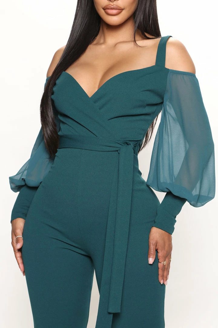 Fashion Nova Jumpsuits Falling For Your Charm Jumpsuit - Hunter