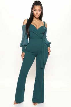 Fashion Nova Jumpsuits Falling For Your Charm Jumpsuit - Hunter