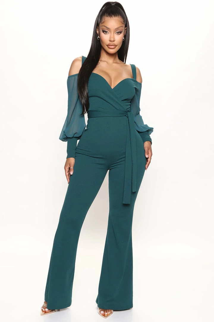 Fashion Nova Jumpsuits Falling For Your Charm Jumpsuit - Hunter