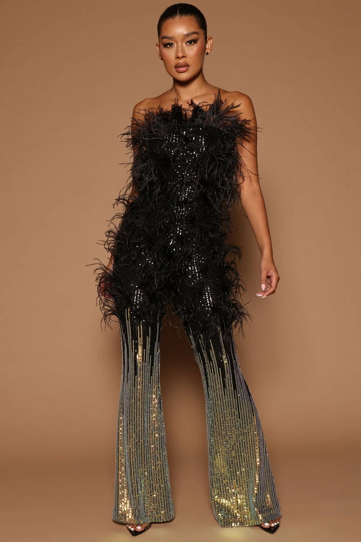Fashion Nova Clarina Sequin Jumpsuit - Black