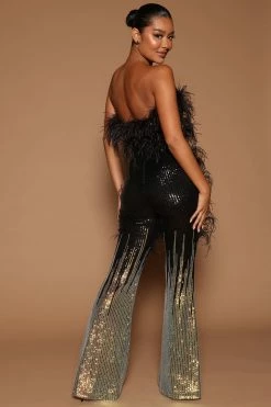 Fashion Nova Clarina Sequin Jumpsuit - Black