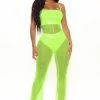 Fashion Nova Meet Me In Paradise Jumpsuit - Lime Wide Leg Jumpsuits