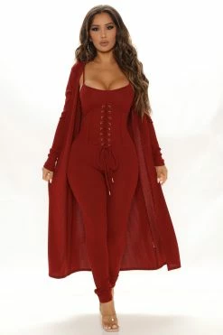 Fashion Nova Happy Horizon Jumpsuit Set - Rust