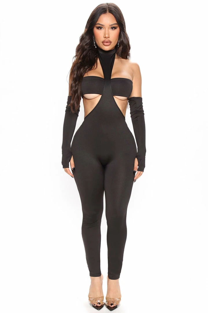Fashion Nova Jumpsuits Follow Me Out Jumpsuit Set - Black