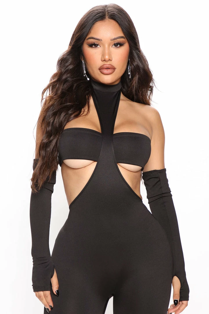 Fashion Nova Jumpsuits Follow Me Out Jumpsuit Set - Black