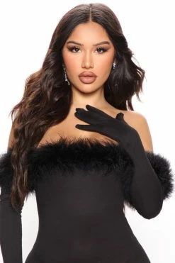 Fashion Nova Erika Feather Jumpsuit - Black Jumpsuits