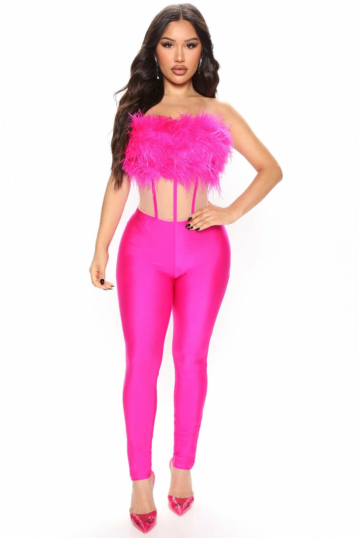 Fashion Nova Jumpsuits For You Feather Jumpsuit - Hot Pink