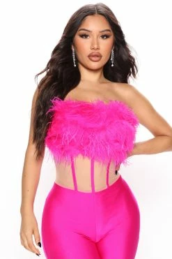 Fashion Nova Jumpsuits For You Feather Jumpsuit - Hot Pink