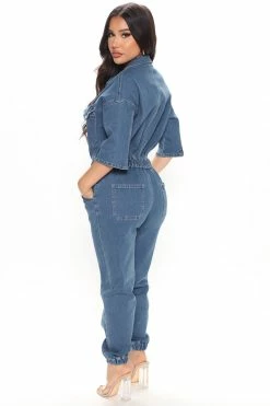 Fashion Nova Serenity Denim Jumpsuit - Medium Wash Jumpsuits