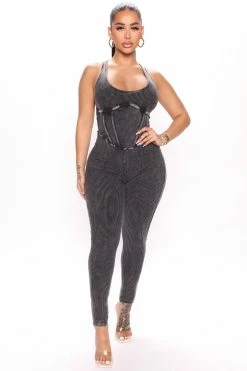 Fashion Nova Forever Thriving Ribbed Jumpsuit - Black Jumpsuits