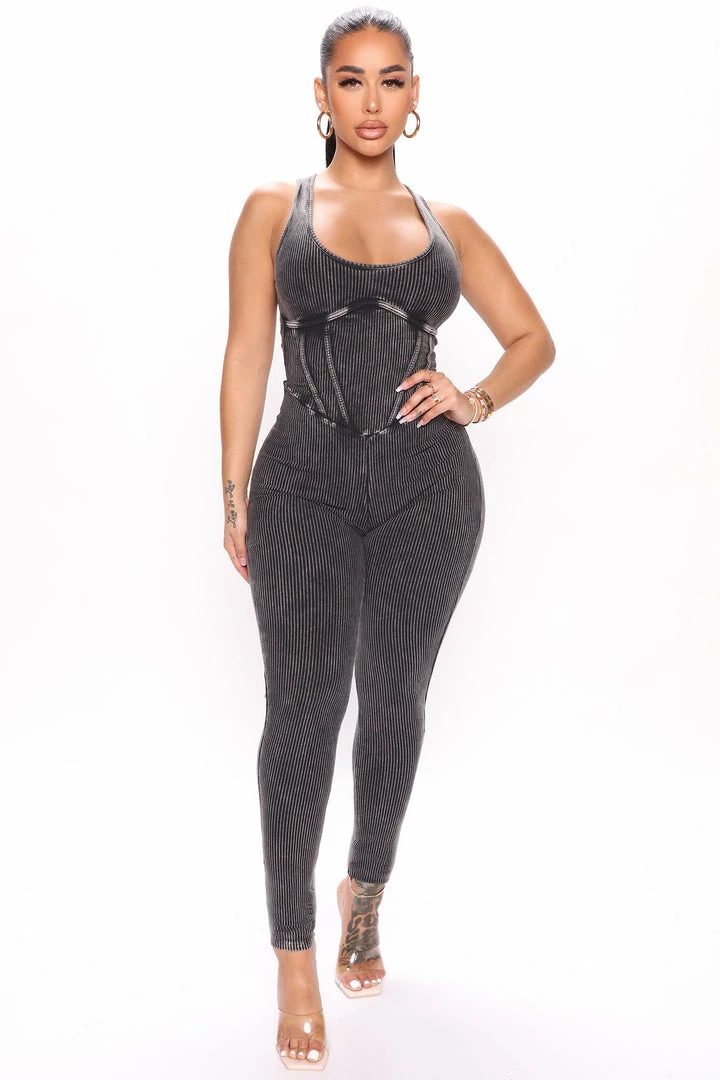 Fashion Nova Forever Thriving Ribbed Jumpsuit - Black Jumpsuits