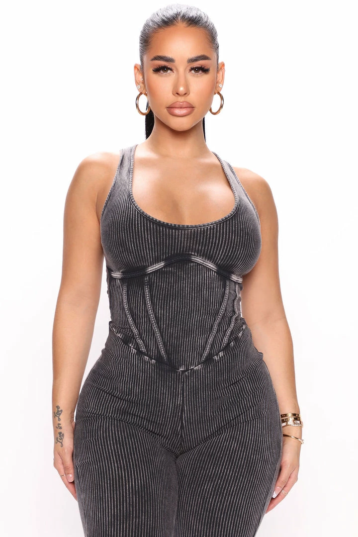 Fashion Nova Forever Thriving Ribbed Jumpsuit - Black Jumpsuits