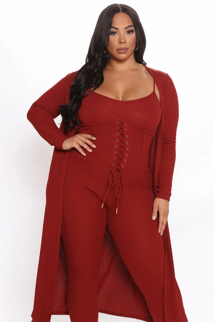 Fashion Nova Happy Horizon Jumpsuit Set - Rust