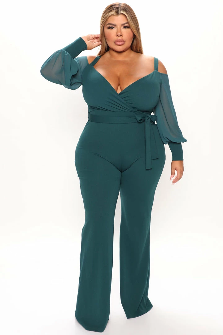 Fashion Nova Jumpsuits Falling For Your Charm Jumpsuit - Hunter