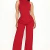 Fashion Nova Workaholic Jumpsuit - Burgundy