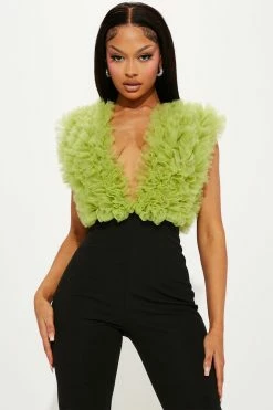 Fashion Nova Jumpsuits Tulle For You Jumpsuit - Chartreuse