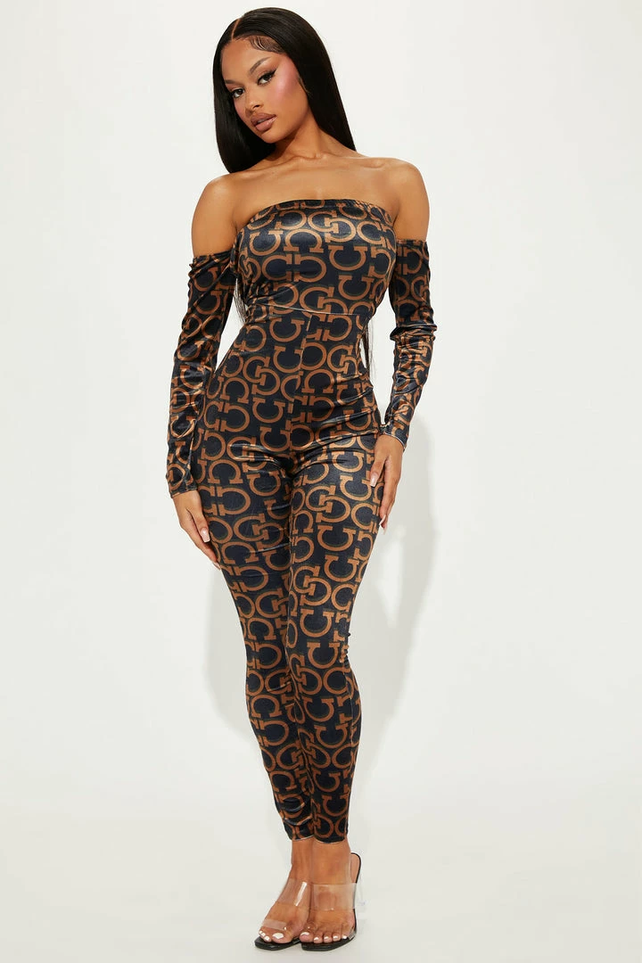 Fashion Nova Danika Velvet Jumpsuit - Black/combo Jumpsuits