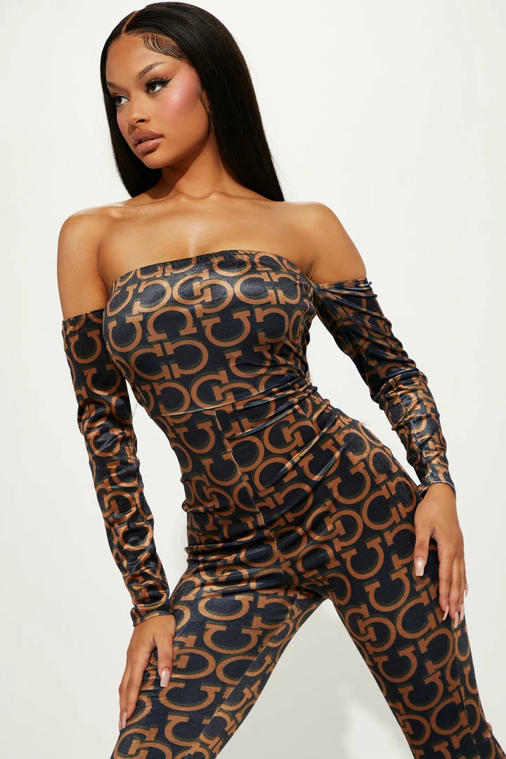 Fashion Nova Danika Velvet Jumpsuit - Black/combo Jumpsuits