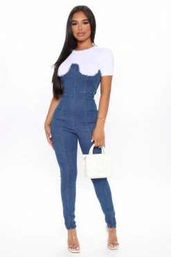 Fashion Nova Brooklyn Denim Jumpsuit - Denim