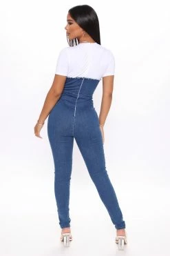 Fashion Nova Brooklyn Denim Jumpsuit - Denim
