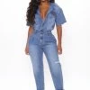 Fashion Nova Downtown Vibes Jumpsuit - Denim Jumpsuits