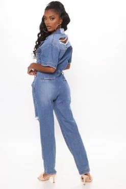 Fashion Nova Downtown Vibes Jumpsuit - Denim Jumpsuits