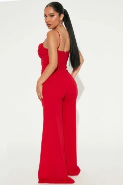 Fashion Nova Date Night Out Jumpsuit - Red