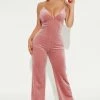 Fashion Nova Jumpsuits Shimmer Babe Velvet Jumpsuit - Mauve
