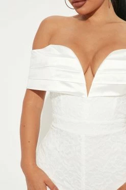 Fashion Nova Jumpsuits Lily Lace Jumpsuit - White