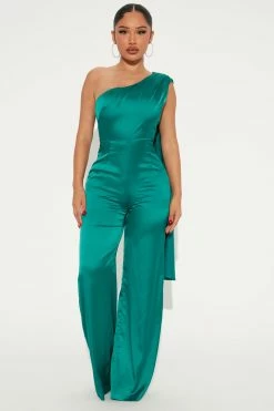 Fashion Nova Sophisticated Satin Jumpsuit - Hunter