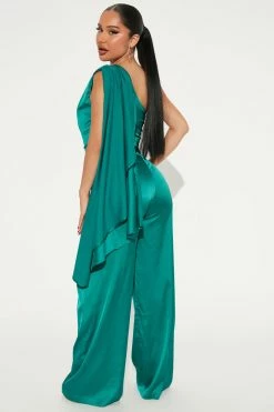 Fashion Nova Sophisticated Satin Jumpsuit - Hunter