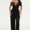 Fashion Nova Lily Lace Jumpsuit - Black