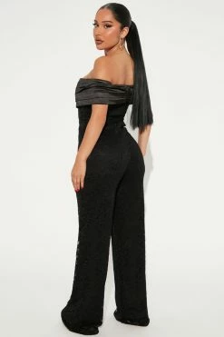 Fashion Nova Lily Lace Jumpsuit - Black