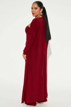 Fashion Nova Demi Jumpsuit Set - Burgundy Jumpsuits