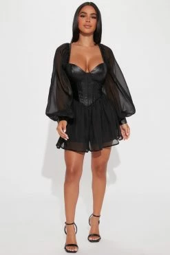 Fashion Nova Vanessa Romper - Black Rompers