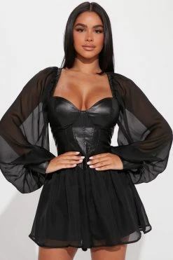 Fashion Nova Vanessa Romper - Black Rompers