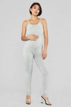 Fashion Nova Jumpsuits Nova Season Jumpsuit - Heather Grey