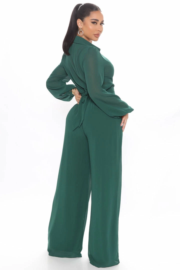 Fashion Nova Like Me Better Jumpsuit - Hunter Wide Leg Jumpsuits