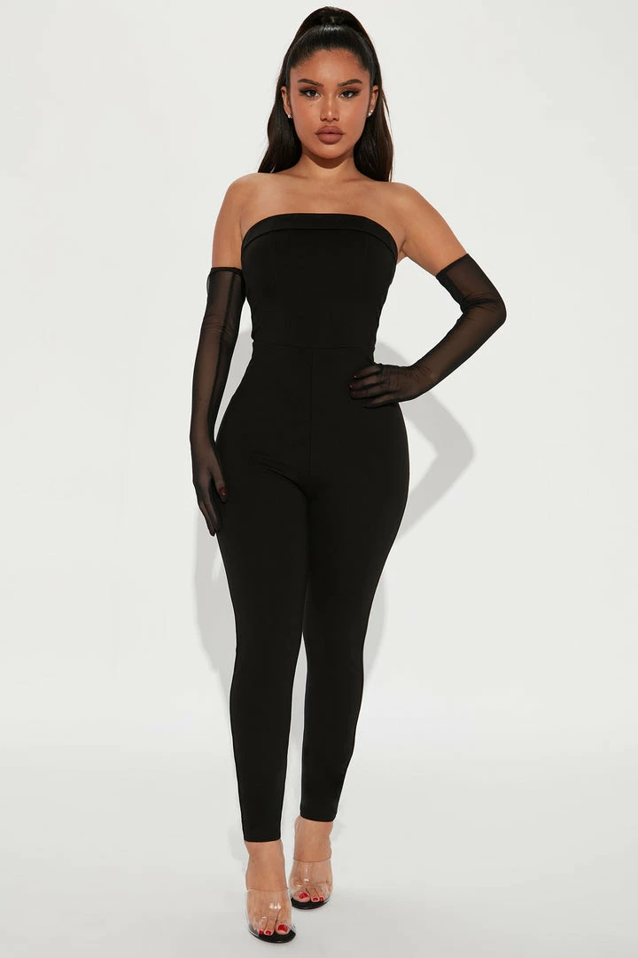 Fashion Nova Jumpsuits Bella Corset Jumpsuit Set - Black