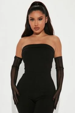 Fashion Nova Jumpsuits Bella Corset Jumpsuit Set - Black