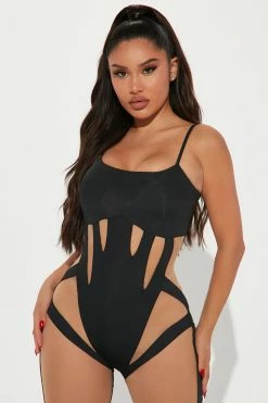 Fashion Nova Spotlight Mesh Jumpsuit - Black Jumpsuits