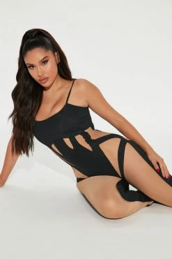 Fashion Nova Spotlight Mesh Jumpsuit - Black Jumpsuits