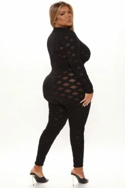 Fashion Nova Jumpsuits See Right Through Mesh Jumpsuit - Black