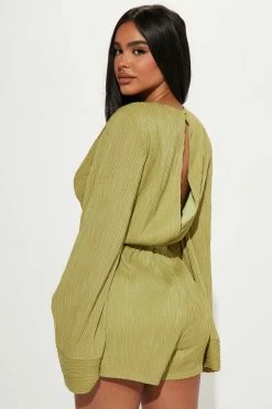 Fashion Nova Vacay Days Romper - Chartreuse Rompers