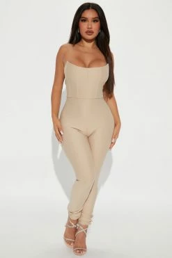 Fashion Nova Samantha Tube Jumpsuit - Taupe