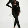 Fashion Nova Video Vixen Velvet Jumpsuit - Black Jumpsuits