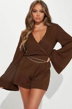 Fashion Nova Vacay Days Romper - Brown