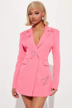 Fashion Nova Rompers Love The Business Blazer Romper - Pink