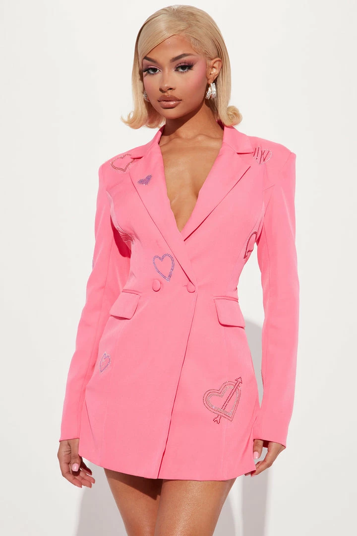Fashion Nova Rompers Love The Business Blazer Romper - Pink